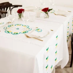 Set di 2 tovagliette di servizio bianche a forma di fiore Limoni Multicolor
