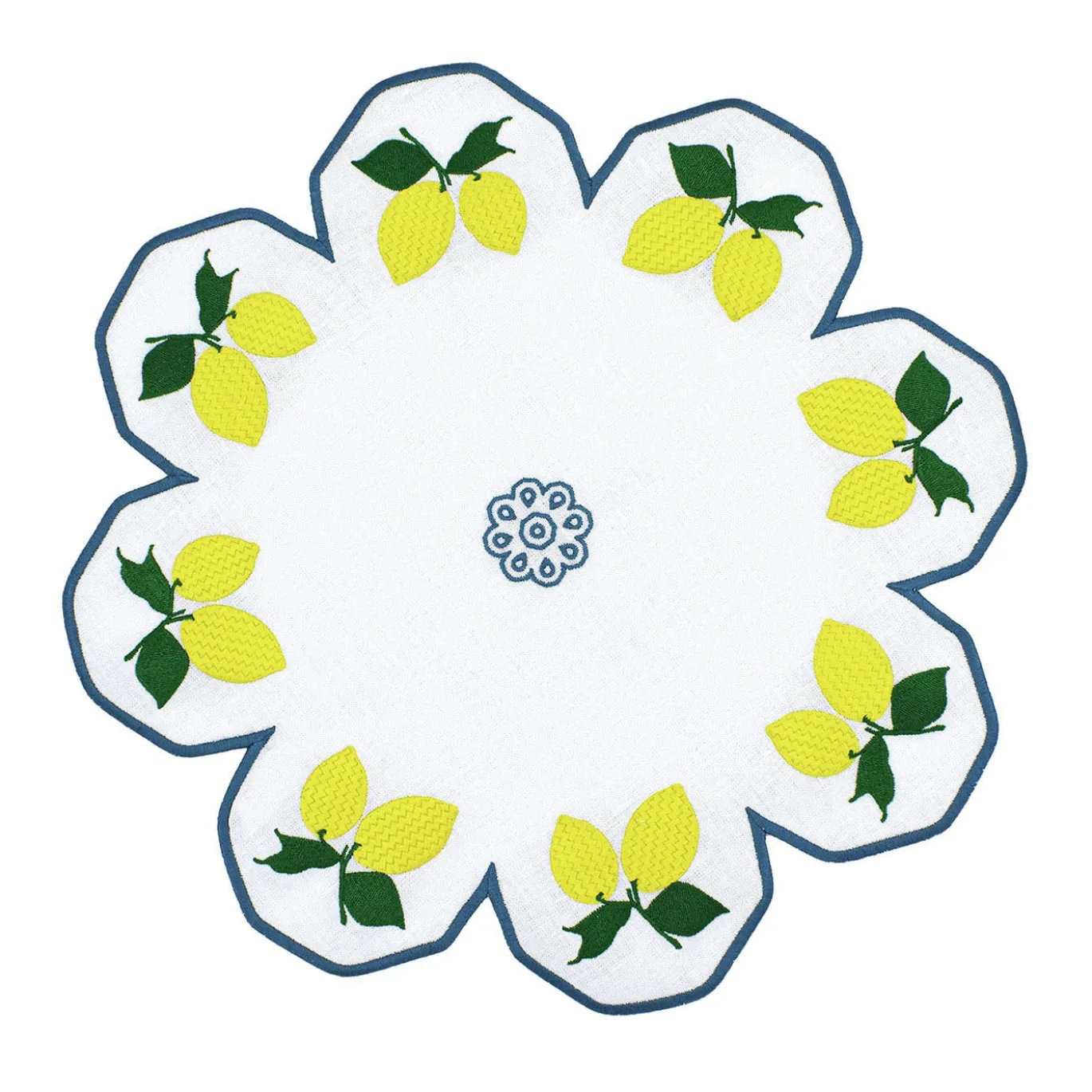 Set di 2 tovagliette di servizio bianche a forma di fiore Limoni Multicolor