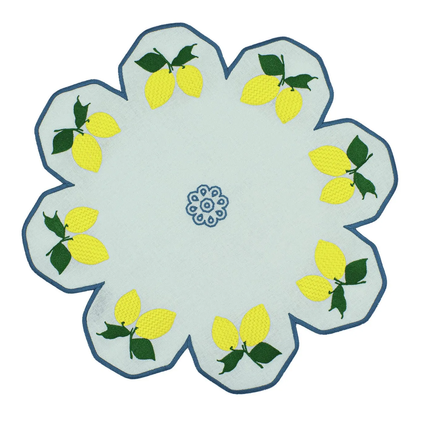 Set di 2 tovagliette di servizio Limoni Multicolor a forma di fiore di colore azzurro pallido