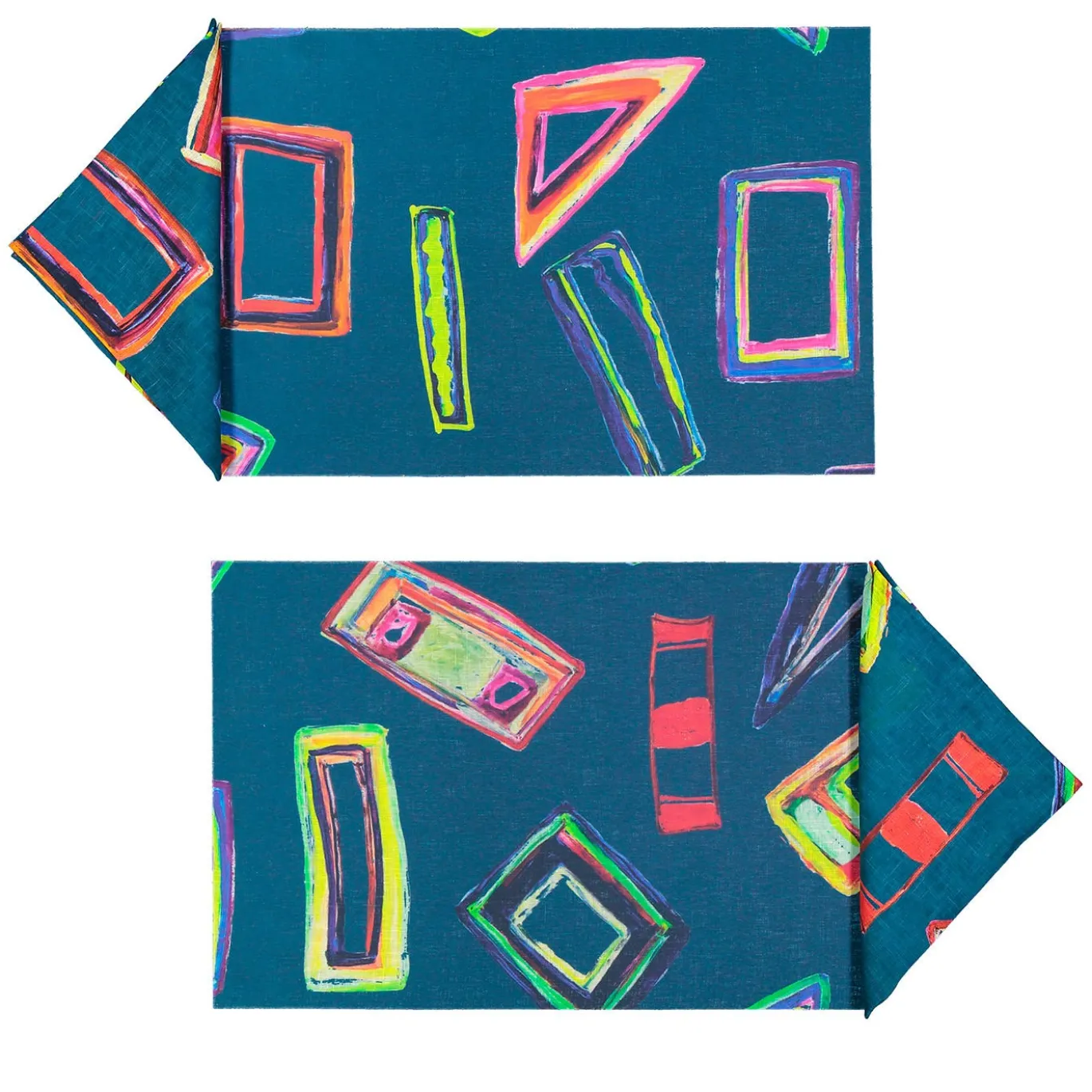 Set di 2 tovagliette e tovaglioli Space Shapes in blu