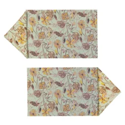Set di 2 tovagliette e tovaglioli rettangolari rivestiti di verde Bouquet