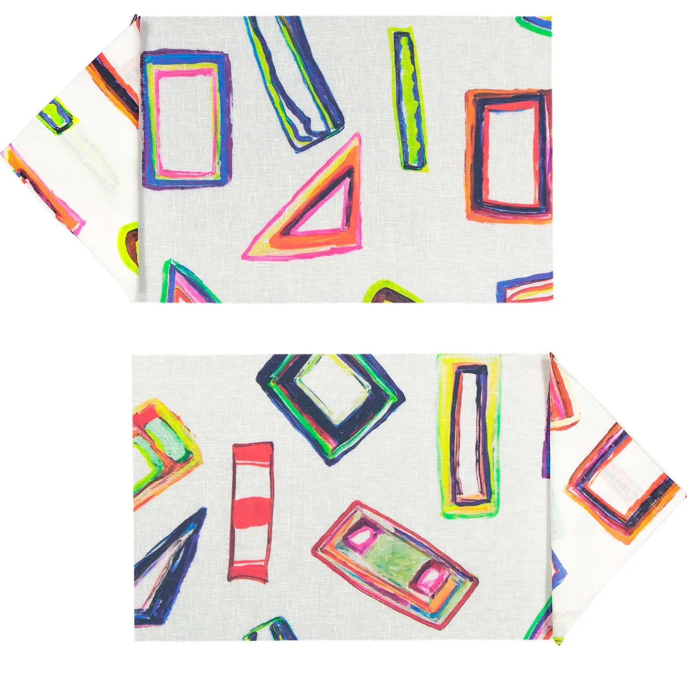 Set di 2 tovagliette e tovaglioli Space Shapes in bianco