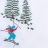 Set di tovagliette e tovaglioli ricamati a mano Ski #3