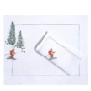Set di tovagliette e tovaglioli ricamati a mano Ski #4
