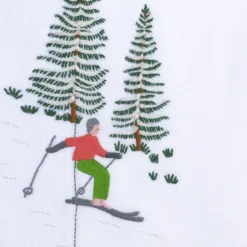Set di tovagliette e tovaglioli ricamati a mano Ski #6