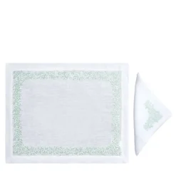 Set di tovagliette e tovaglioli in lino verde Firenze rettangolari