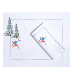 Set di tovagliette e tovaglioli di lino rettangolari Ski #8
