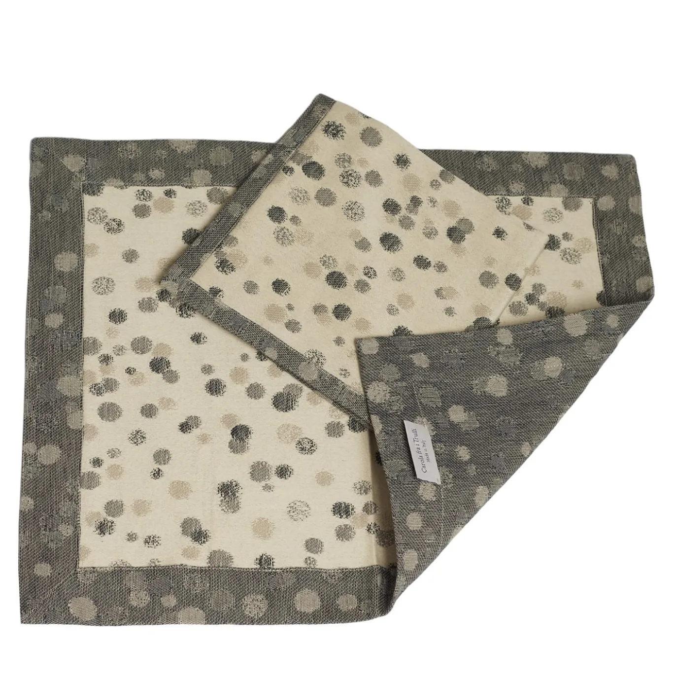 Set di 2 tovagliette grigio chiaro e nero con tovaglioli
