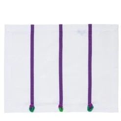 Set di 4 tovagliette in lino bianco e viola con lamponi all'uncinetto