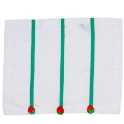 Set di 4 tovagliette in lino bianco e verde con fragole all'uncinetto