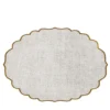 Set di 4 Tovagliette in Lino Cerato Beige a Righe con bordatura in bronzo