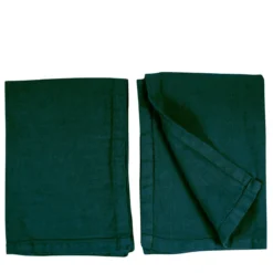 Set di 4 tovagliette in lino verde foresta