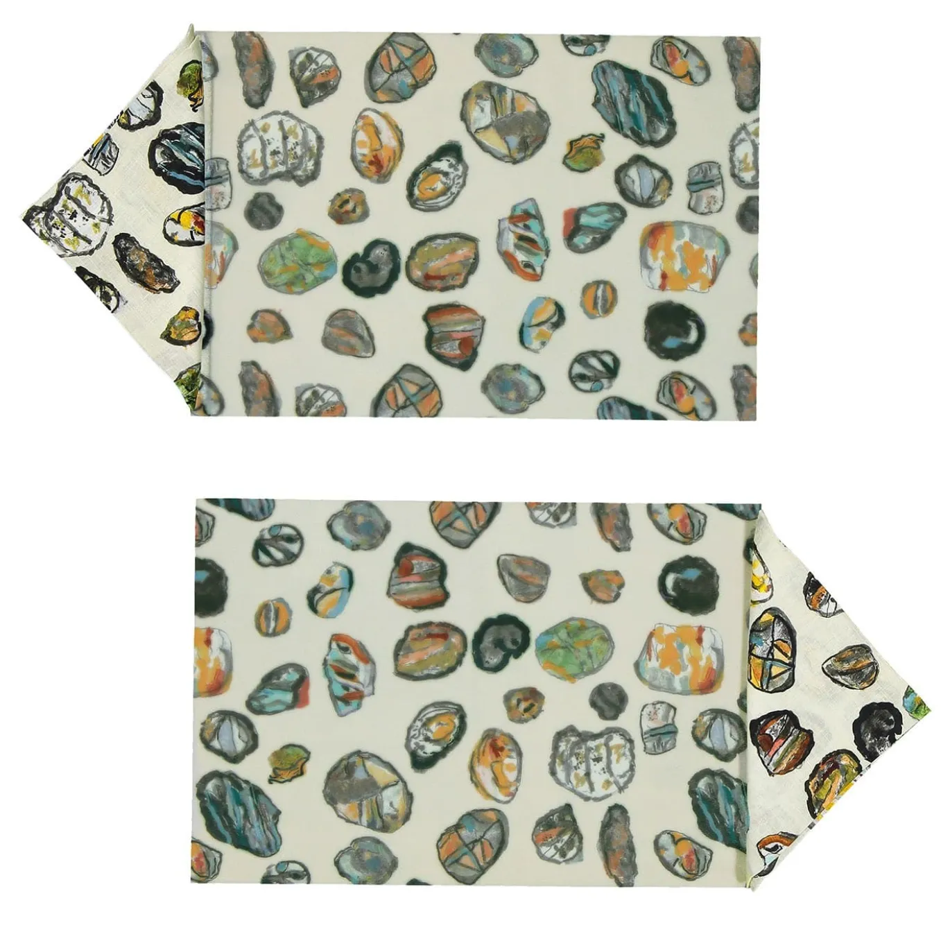 Set di 2 tovagliette policrome + 2 tovaglioli Pebbles