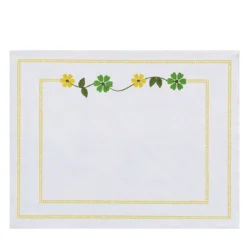 Set di 4 tovagliette ricamate Margherita Gialla in lino