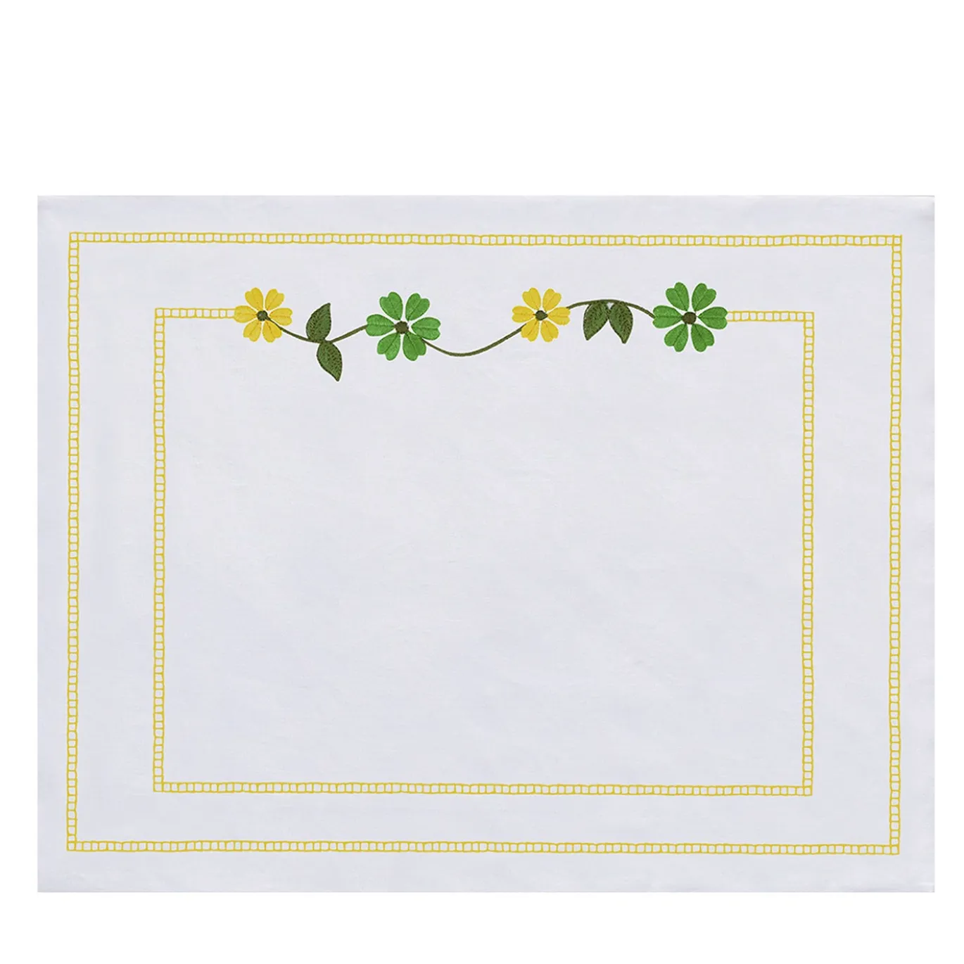 Set di 4 tovagliette ricamate Margherita Gialla in lino