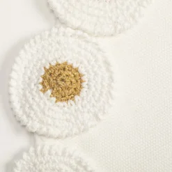Set di 2 tovagliette rotonde grandi all'uncinetto in cotone bianco