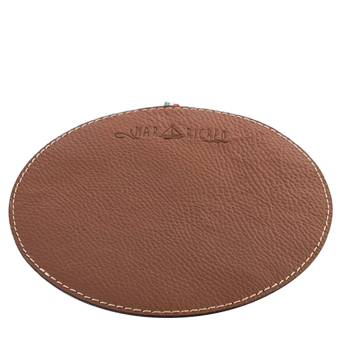Set di 12 tovagliette rotonde in ecopelle beige