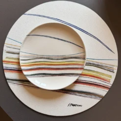 Set di 4 tovagliette rotonde Rainbow in pelle