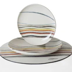 Set di 4 tovagliette rotonde Rainbow in pelle