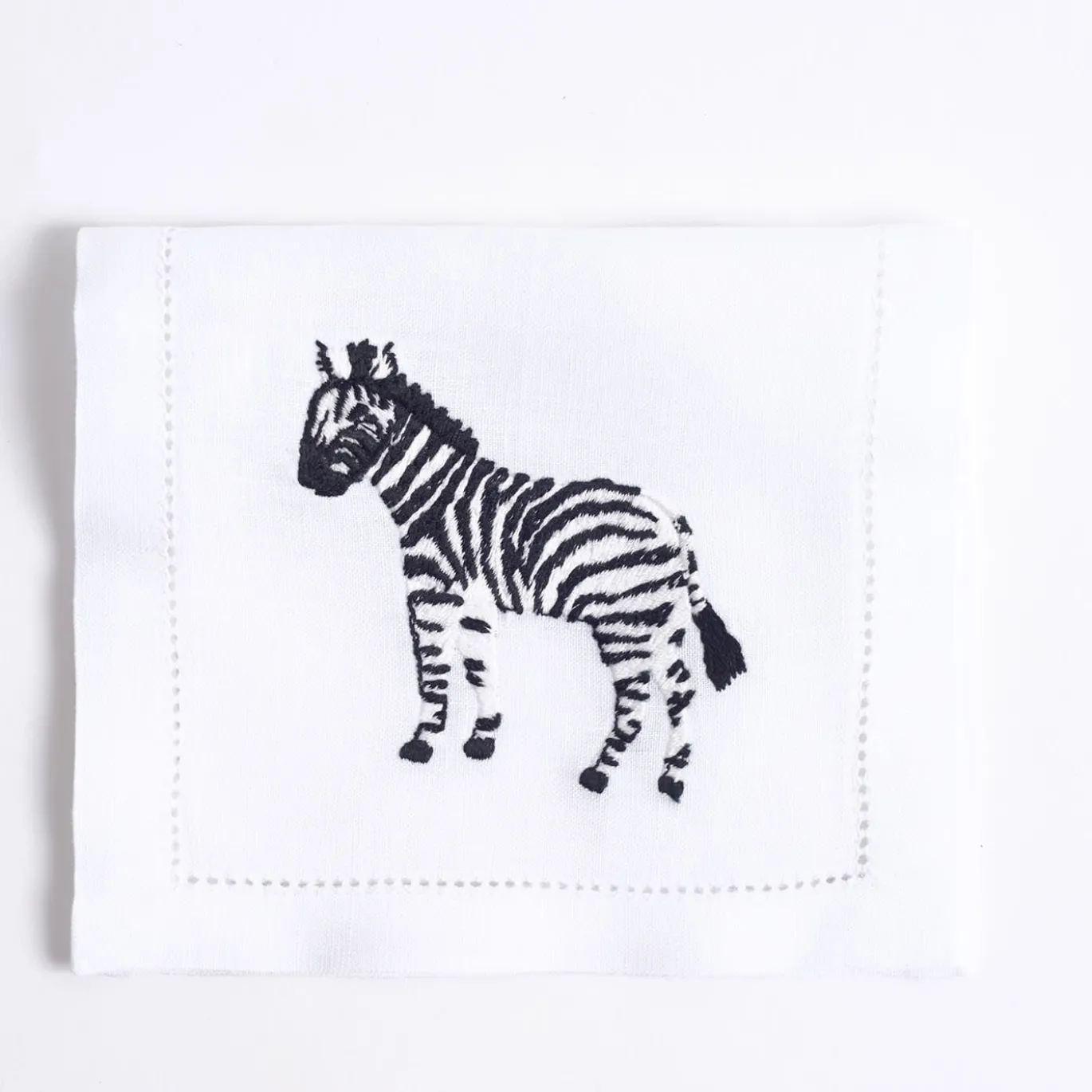 Set di 6 tovagliette Savanna ricamate a mano in lino per bere