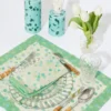Set di 2 tovagliette verdi e acquatiche con tovaglioli