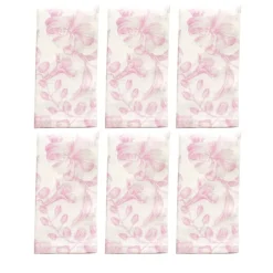 Set di 6 tovaglioli bianchi e rosa Marie Antoinette
