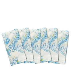 Set di 6 tovaglioli blu e bianchi per l'estate blu