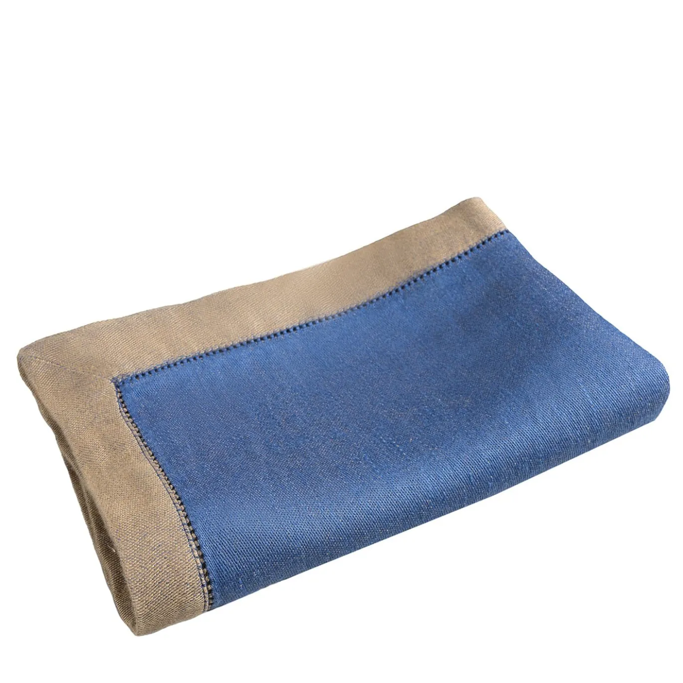 Set di 4 tovaglioli Boboli nocciola e blu