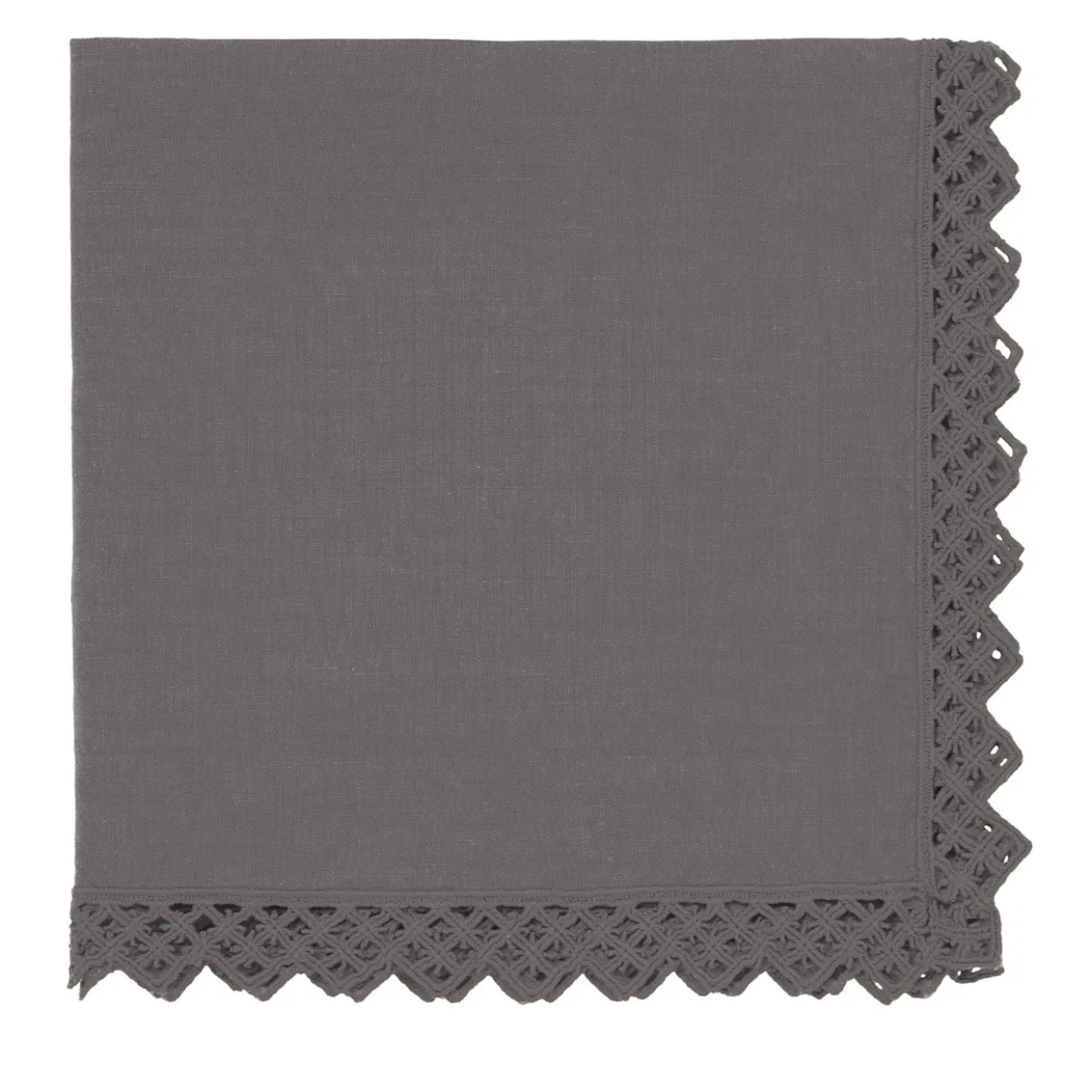 Set di 4 tovaglioli carbone con pizzo siciliano