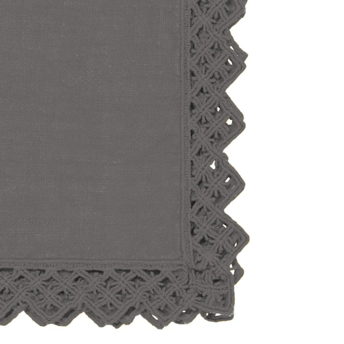 Set di 4 tovaglioli carbone con pizzo siciliano