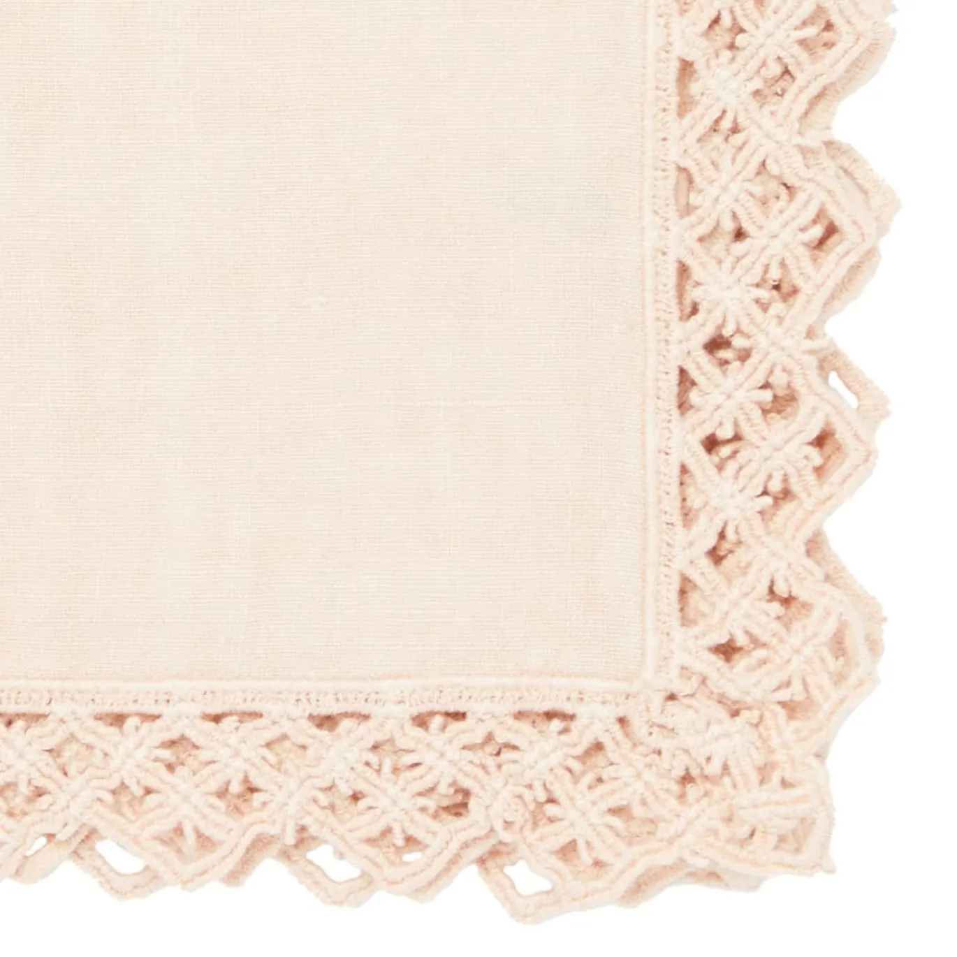 Set di 4 tovaglioli crema con macramè