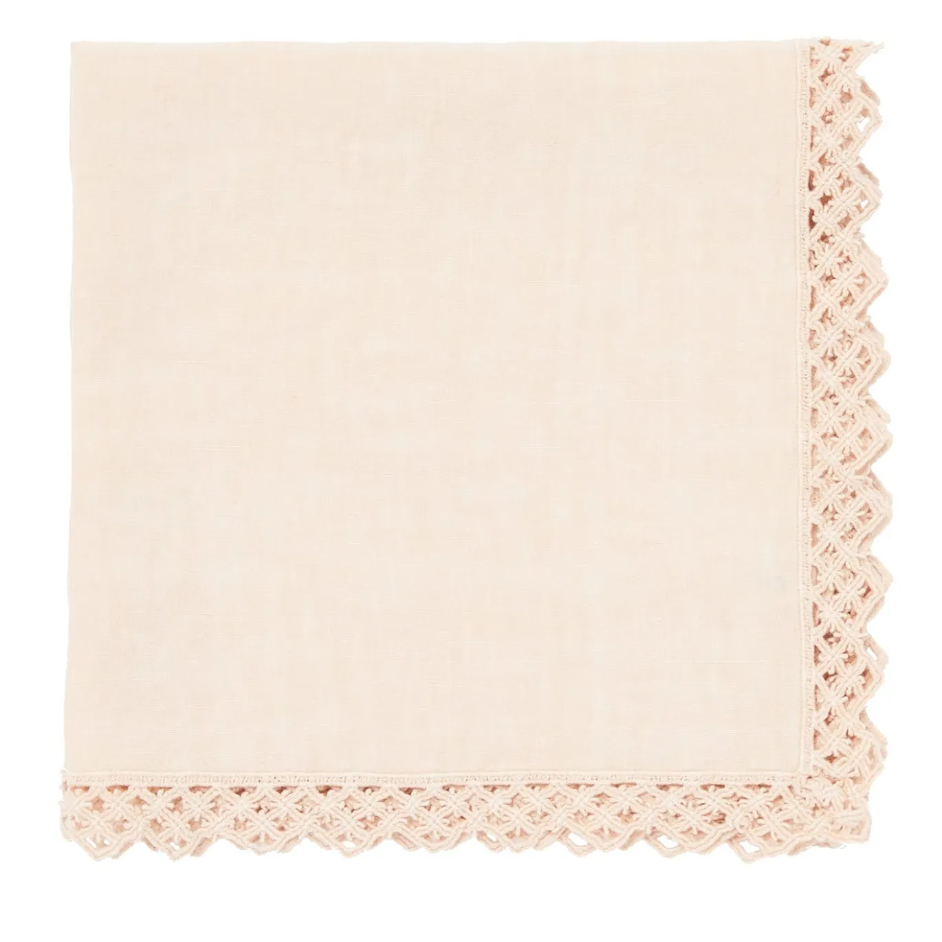 Set di 4 tovaglioli crema con macramè