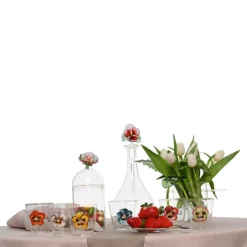 Set di 4 tovaglioli di lino di lusso bicolore argento-rosa-tortora