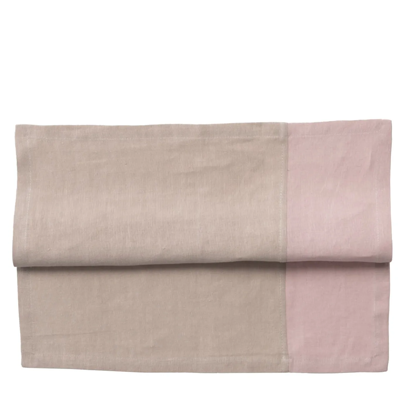 Set di 4 tovaglioli di lino di lusso bicolore argento-rosa-beige