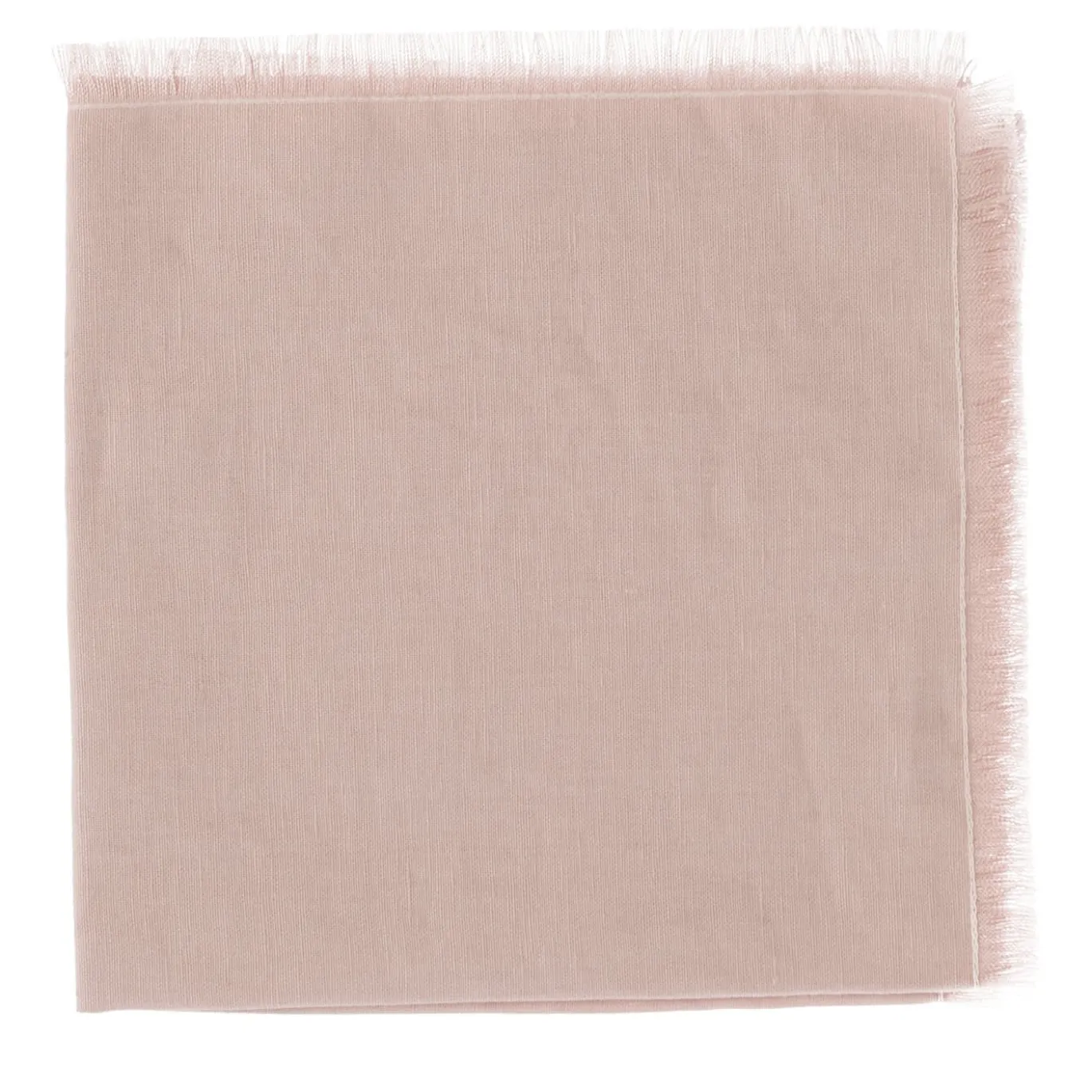 Set di 4 tovaglioli di lusso in puro lino rosa-argento con frange a mano
