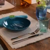 Set di 4 tovaglioli di lusso in puro lino smeraldo bordati a mano