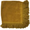 Set di 4 Tovaglioli in Lino Giallo Ocra con Frange Lunghe