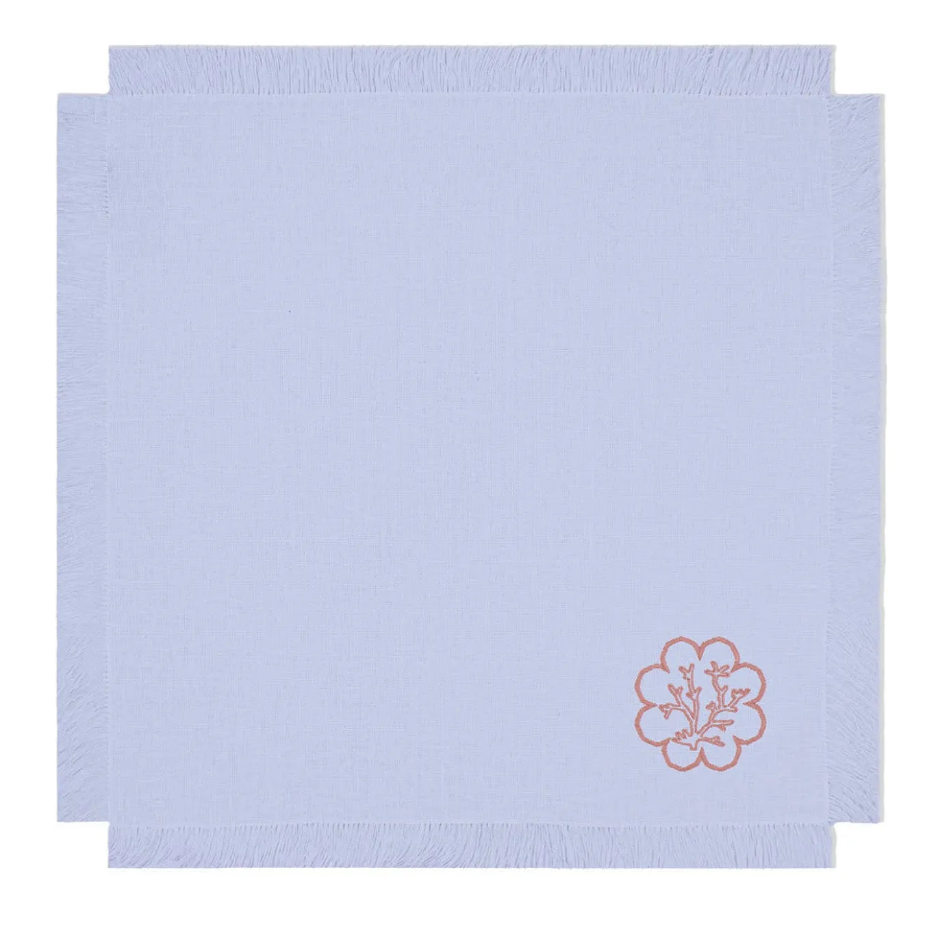 Set di 6 tovaglioli lilla ricamati con frange Corallo Rosa