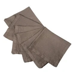 Set di 6 tovaglioli quadrati Brezza in lino color nocciola