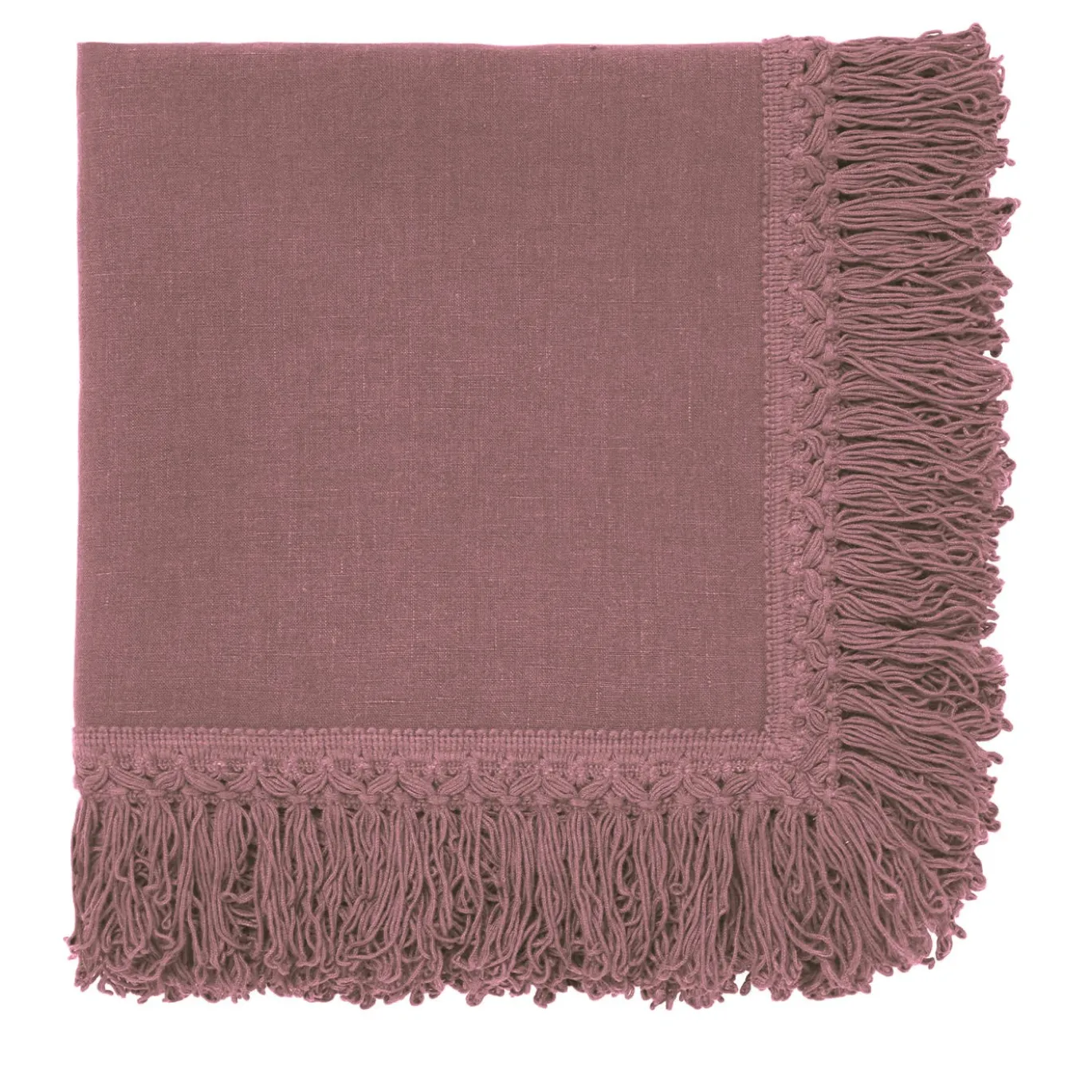 Set di 4 tovaglioli rosa vintage con frangia lunga