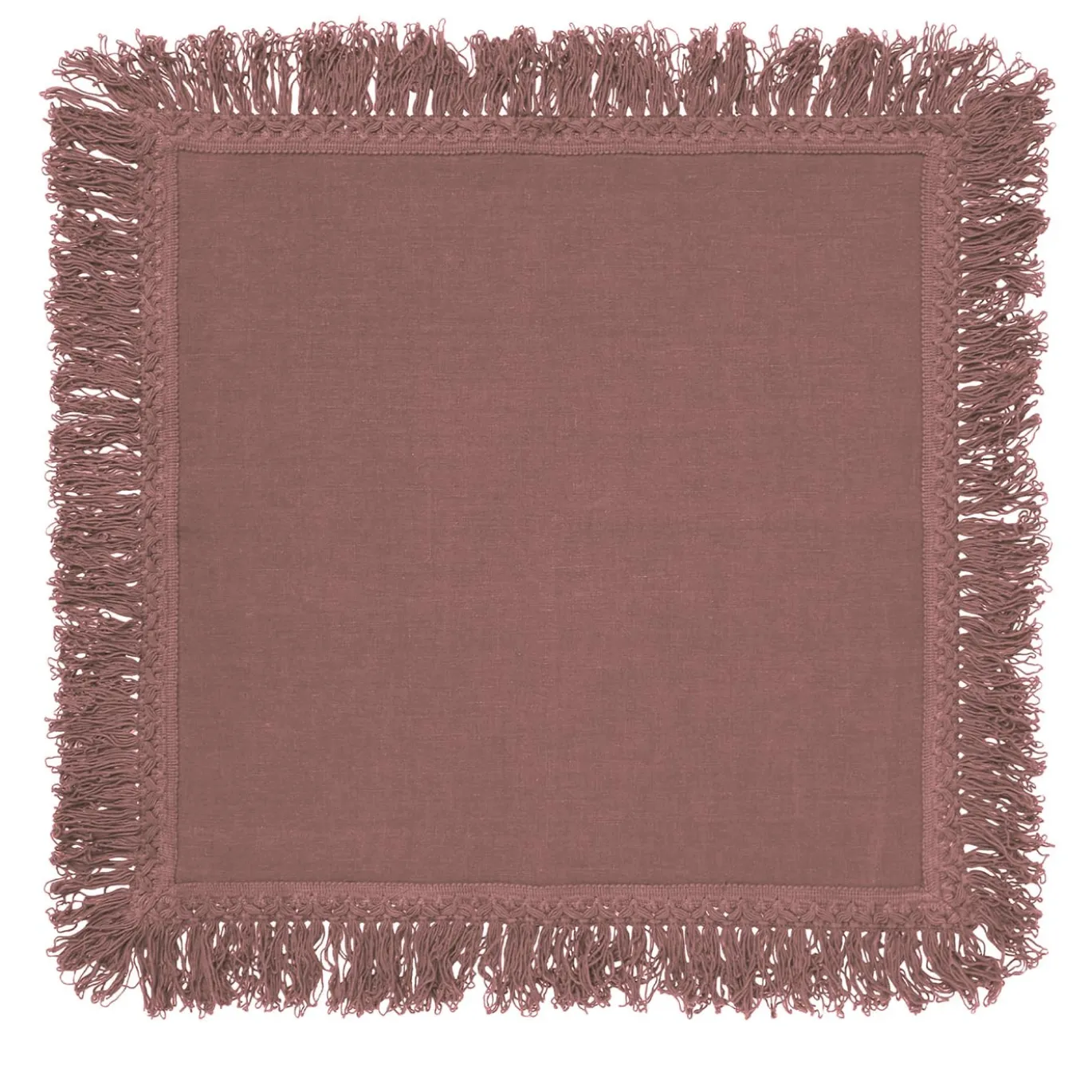 Set di 4 tovaglioli rosa vintage con frangia lunga