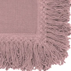 Set di 4 tovaglioli rosa vintage con lunghe frange