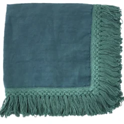 Set di 4 tovaglioli verde acqua con lunghe frange