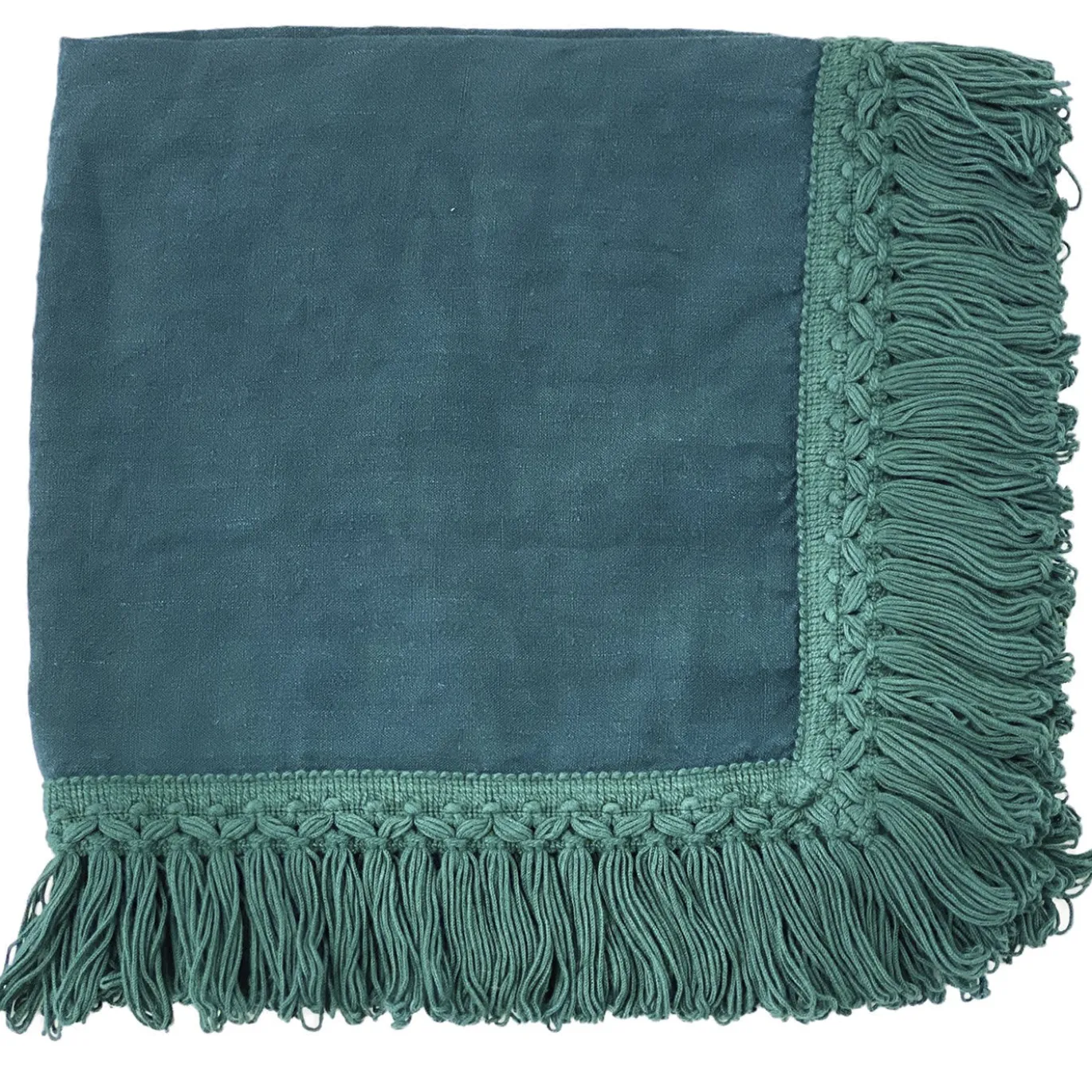 Set di 4 tovaglioli verde acqua con lunghe frange
