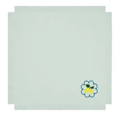Set di 6 tovaglioli verde pastello con frange Limoni Multicolor