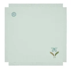 Set di 6 tovaglioli verde pastello con frange Grano Multicolor