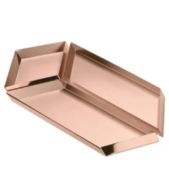 Set di tre vassoi a forma di parallelepipedo in rame di Elisa Giovannoni