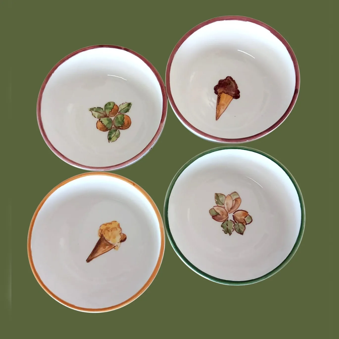 Set di 4 vaschette per gelato in ceramica