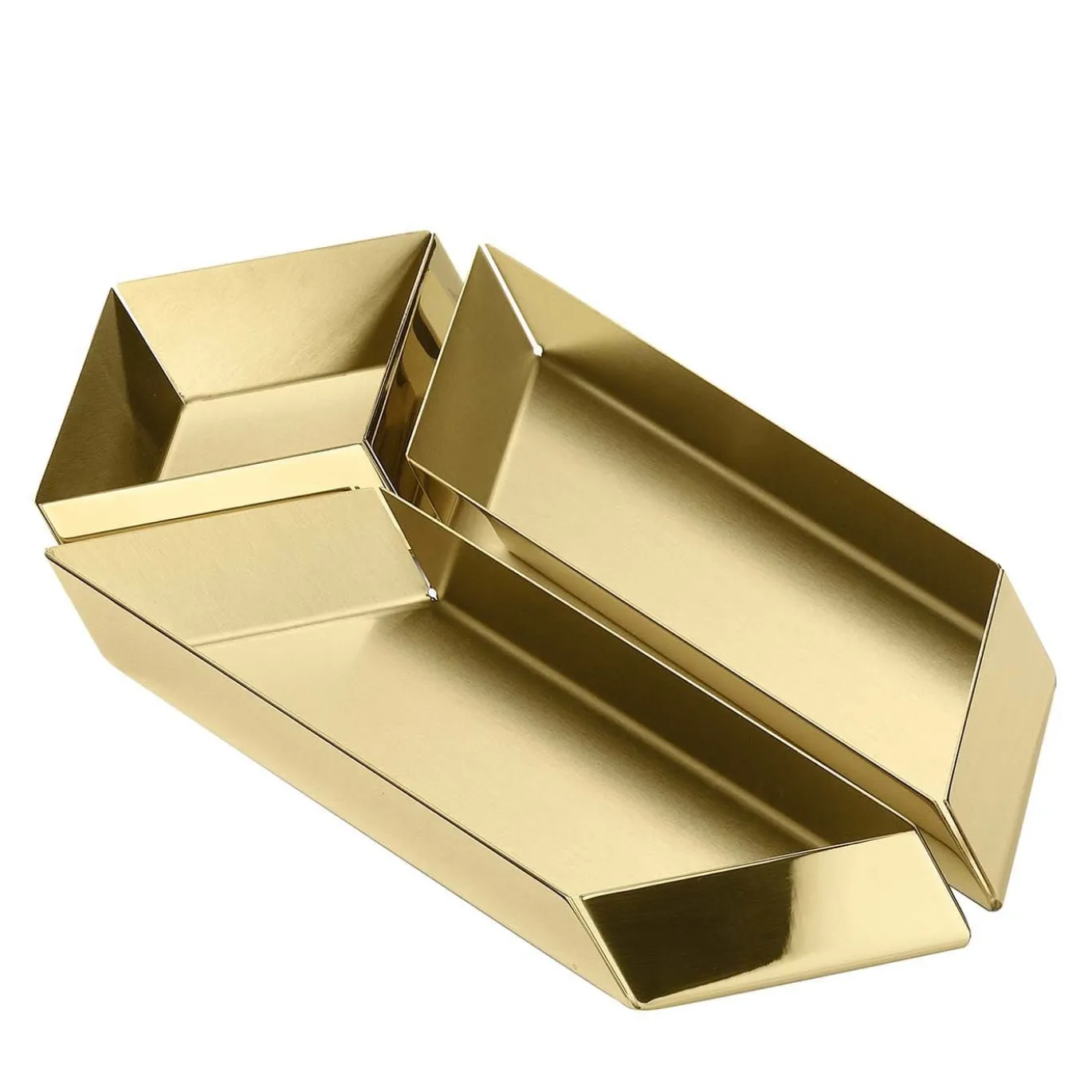 Set di 3 vassoi in ottone a parallelepipedo Axonometry Small di Elisa Giovannoni