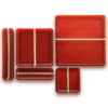 Set di 2 vassoi rettangolari in vetro rosso Corallo